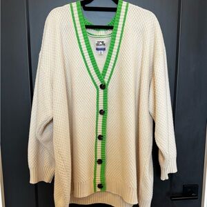 Old Navy Cream Cardigan with Green Trim